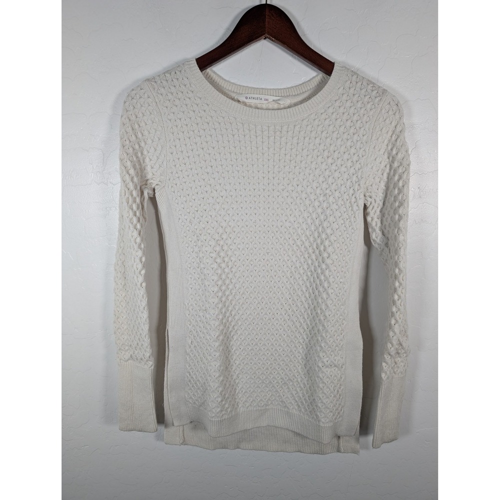 Athleta Sweater Womens‎ XXS Merino Wool Blend Textured Pullover Knit Long Sleeve